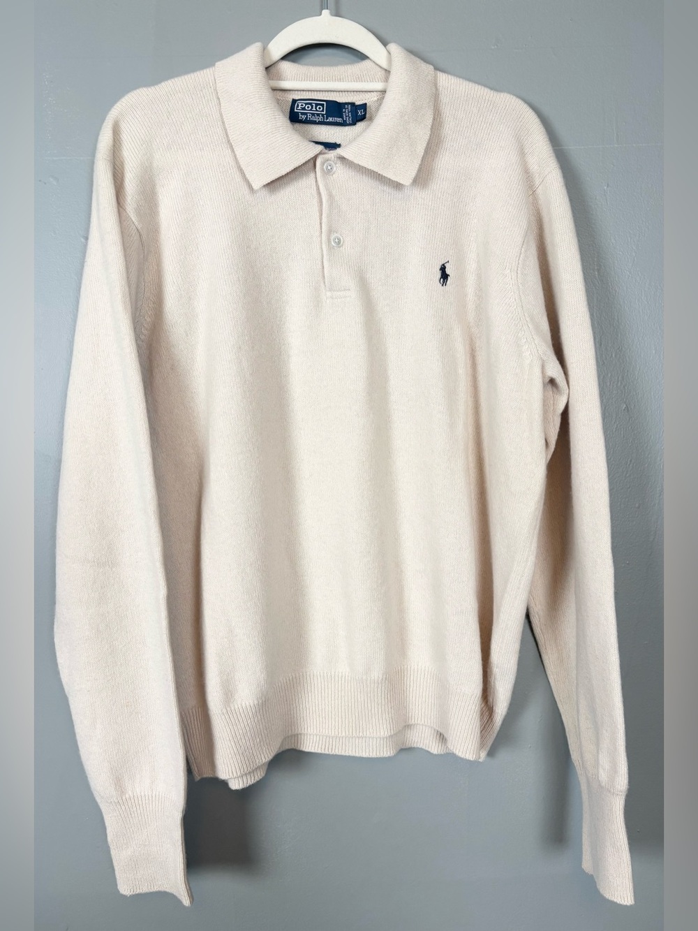 Polo Ralph Lauren Lambswool Cream Quarter Button Sweater